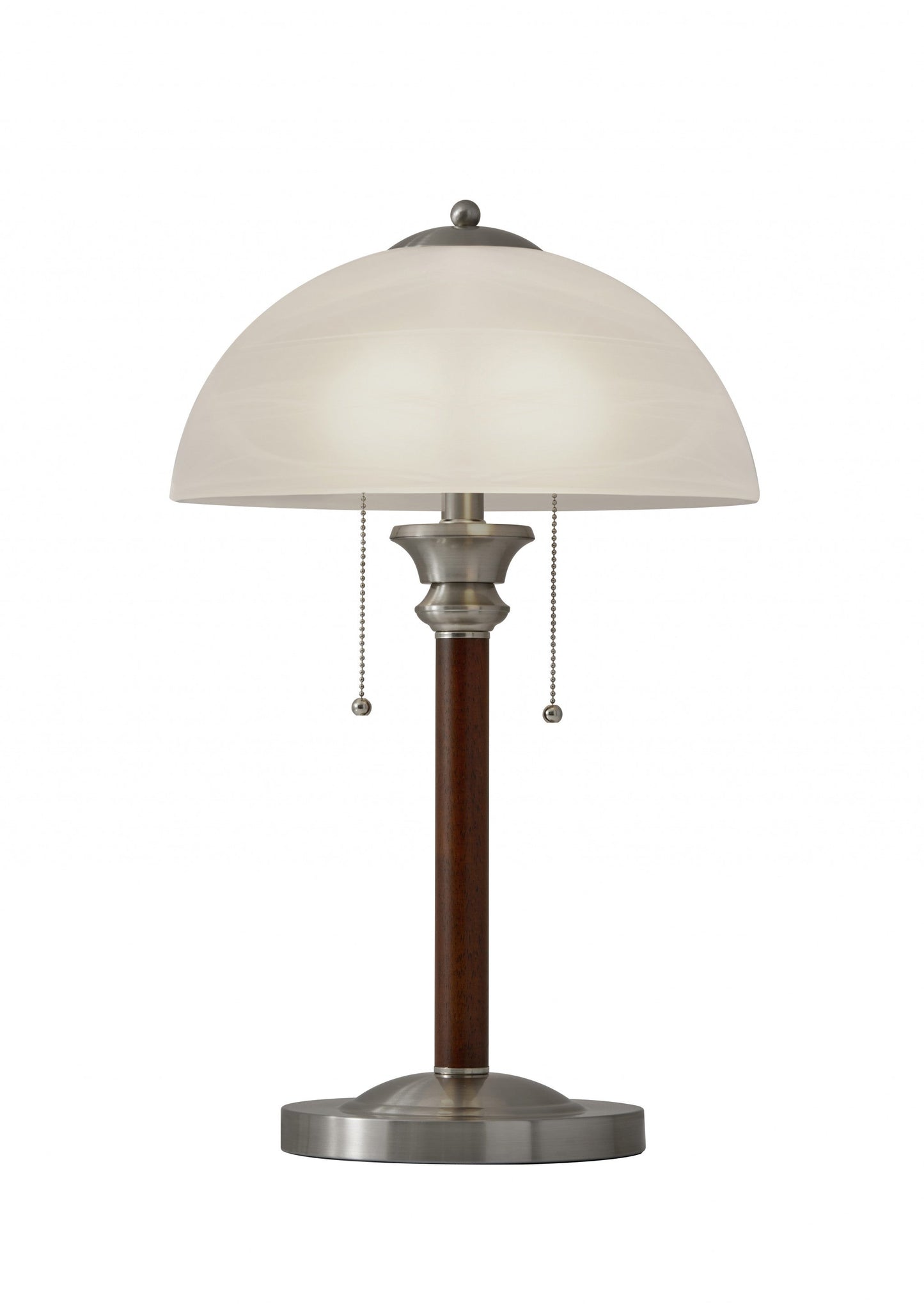 HomeRoots 23" Silver Metal Standard Table Lamp With Milky Frosted Glass Dome Shade