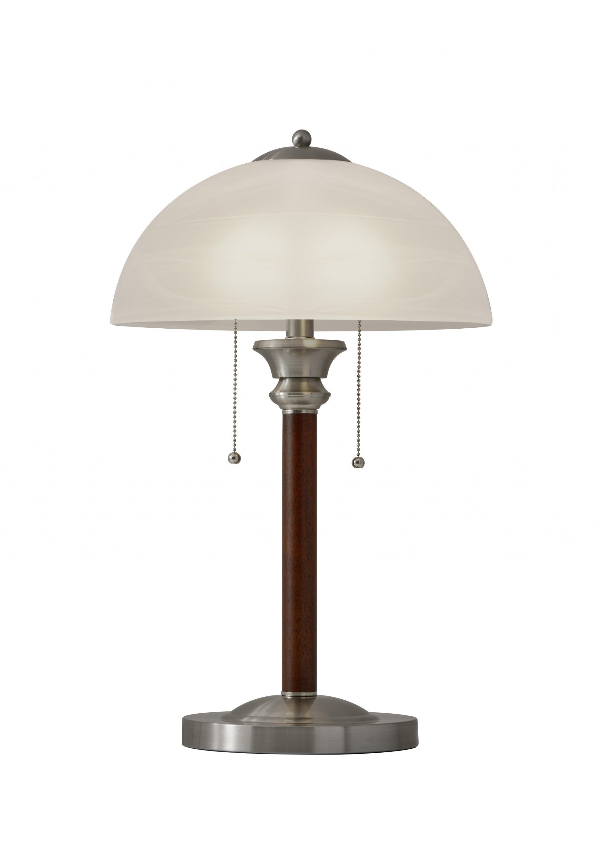 HomeRoots 23" Silver Metal Standard Table Lamp With Milky Frosted Glass Dome Shade