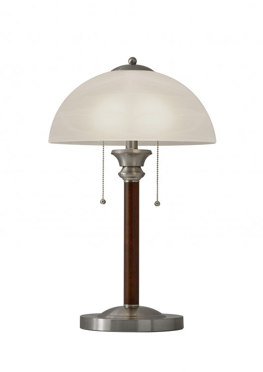 HomeRoots 23" Silver Metal Standard Table Lamp With Milky Frosted Glass Dome Shade