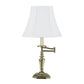 HomeRoots 23” Transitional Arm Metal Table Lamp With White Shade and Gold Finish