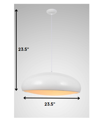 HomeRoots 23.5" x 23.5" Aluminum Pendant Lamp in White Finish