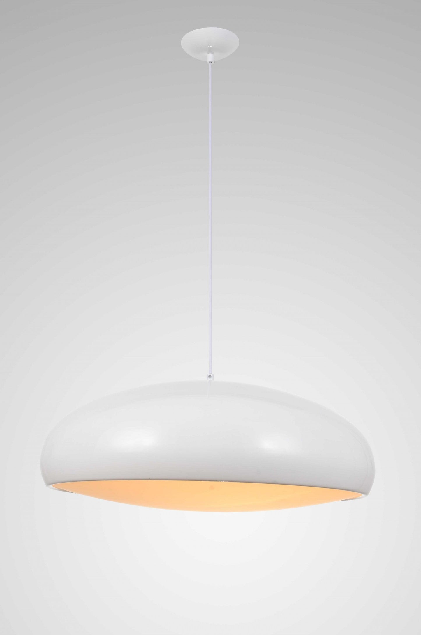 HomeRoots 23.5" x 23.5" Aluminum Pendant Lamp in White Finish