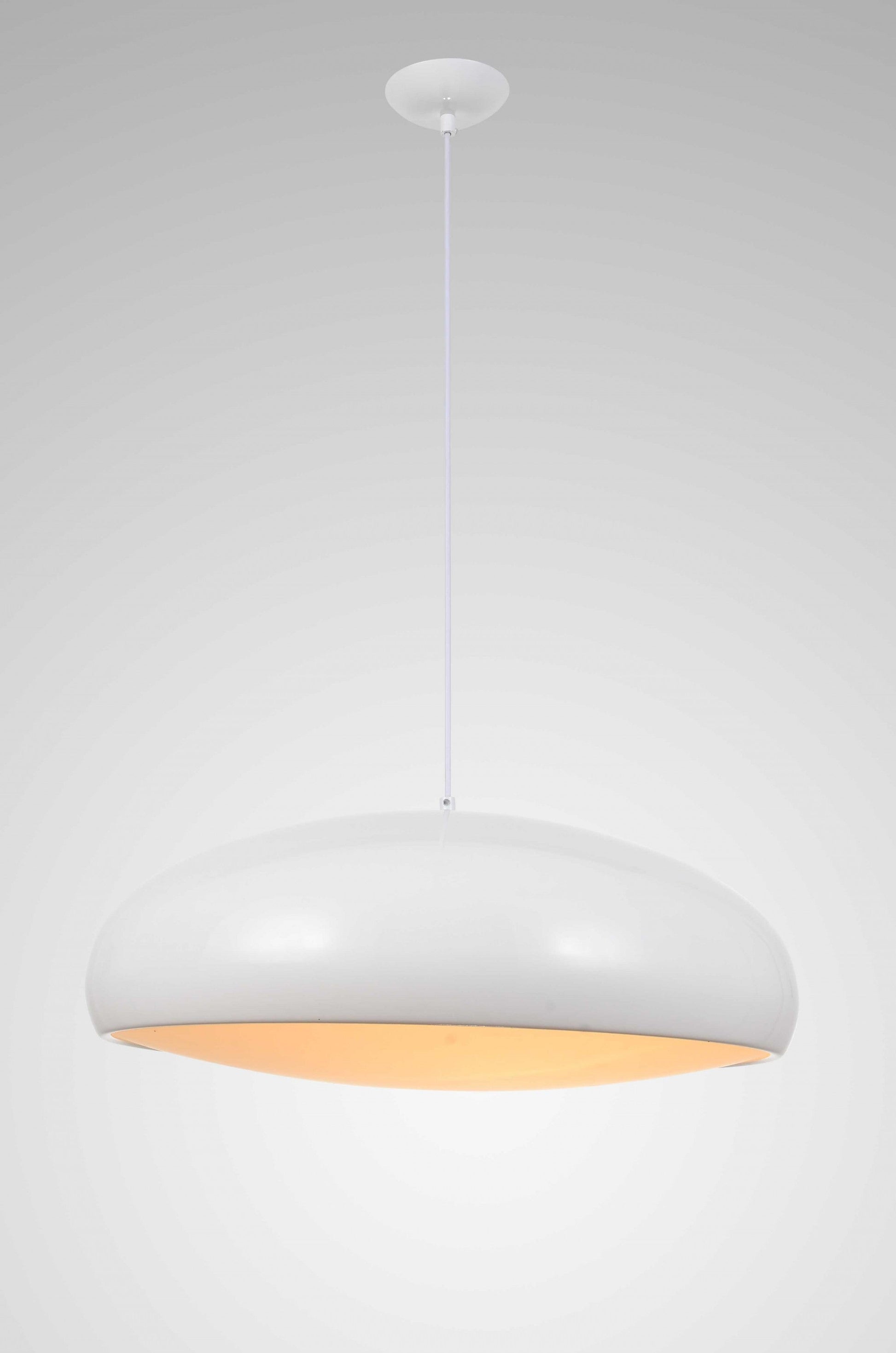 HomeRoots 23.5" x 23.5" Aluminum Pendant Lamp in White Finish