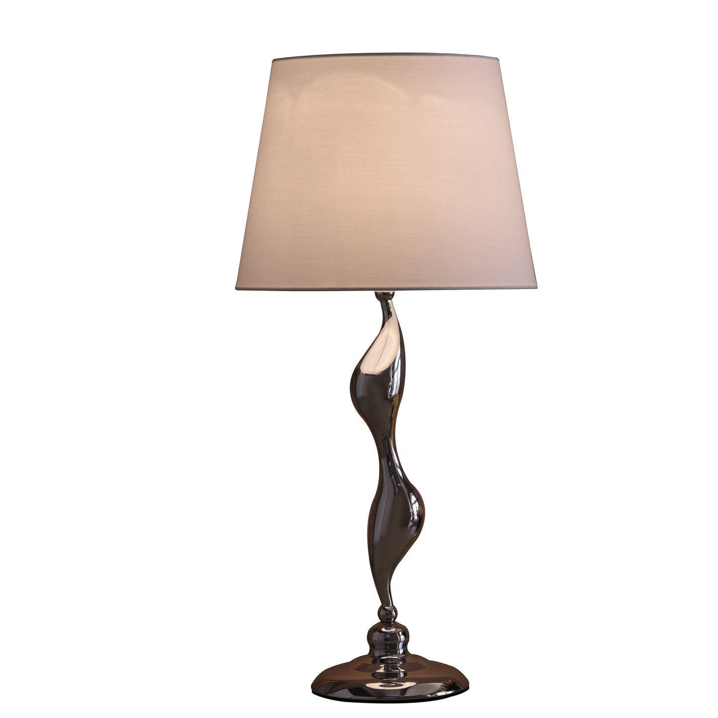 HomeRoots 24" Bedside Table Lamp With White Empire Shade in Silver Finish