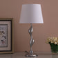 HomeRoots 24" Bedside Table Lamp With White Empire Shade in Silver Finish