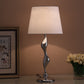 HomeRoots 24" Bedside Table Lamp With White Empire Shade in Silver Finish
