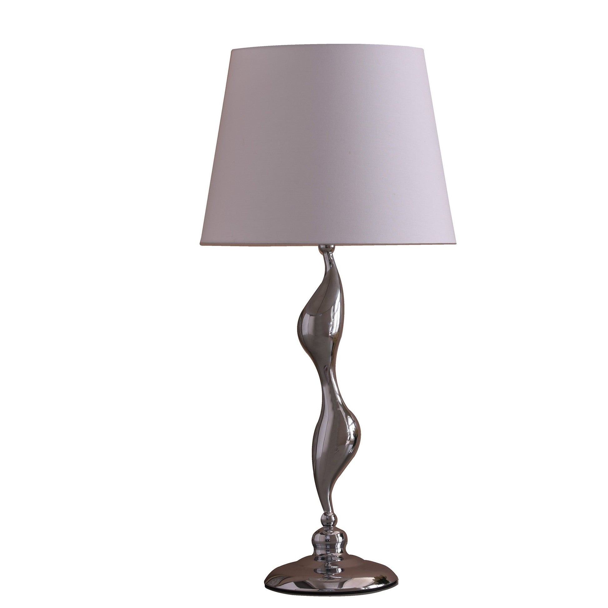 HomeRoots 24" Bedside Table Lamp With White Empire Shade in Silver Finish