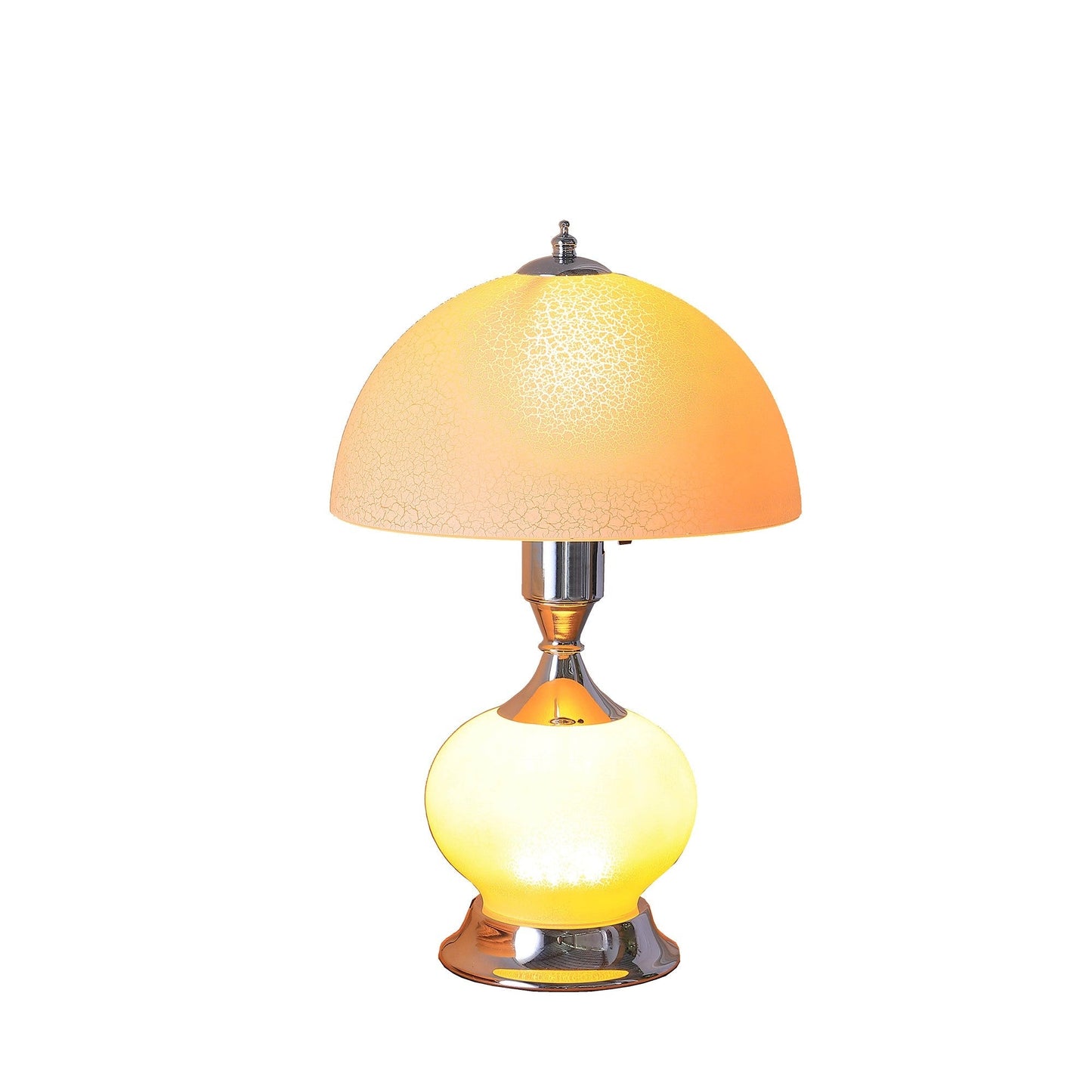 HomeRoots 24” Crackle Glass Table Lamp in Pale Pink Finish