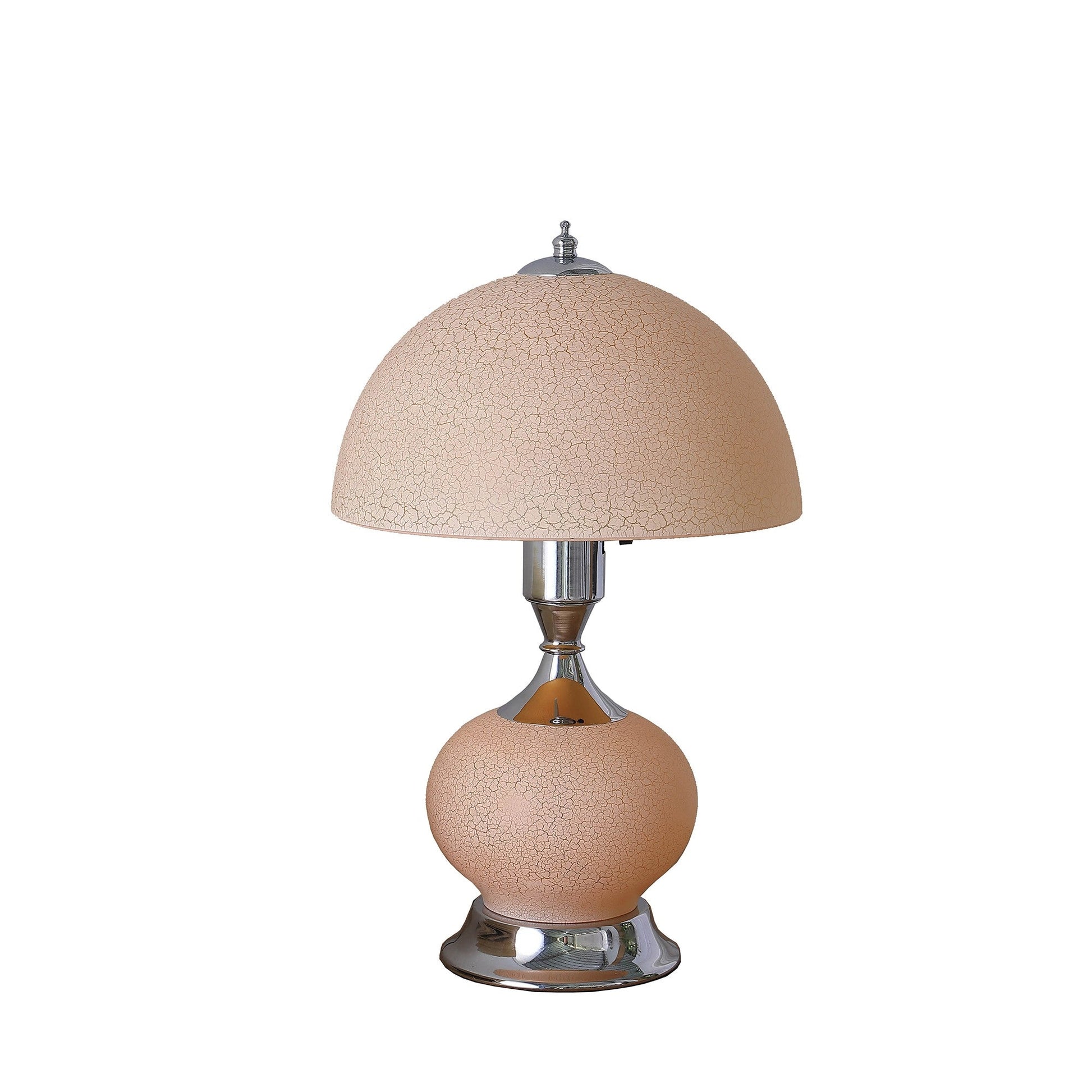 HomeRoots 24” Crackle Glass Table Lamp in Pale Pink Finish