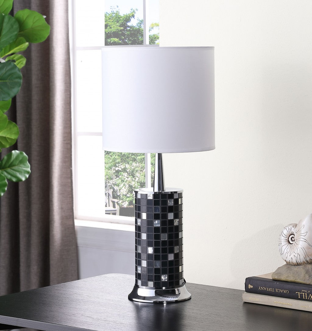 HomeRoots 24” Dark Tones Metal Table Lamp With Glass Mosaic Finish