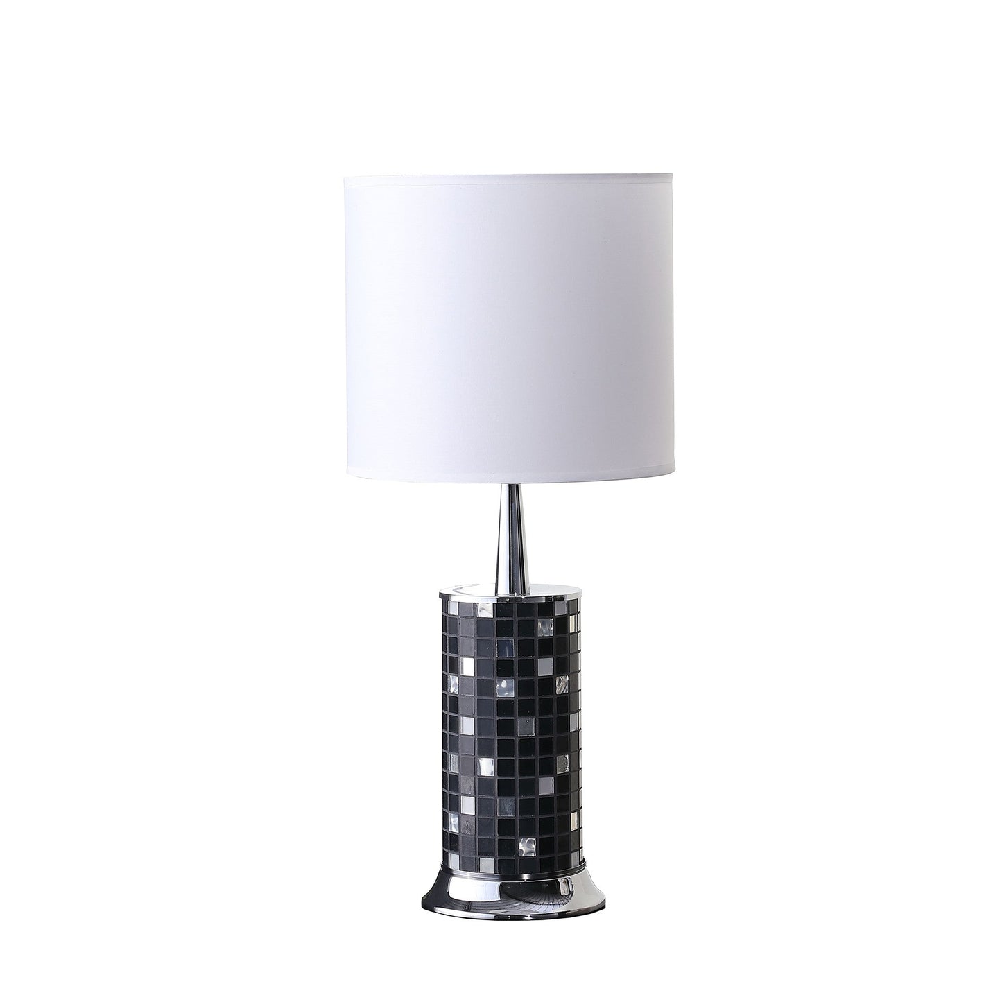 HomeRoots 24” Dark Tones Metal Table Lamp With Glass Mosaic Finish
