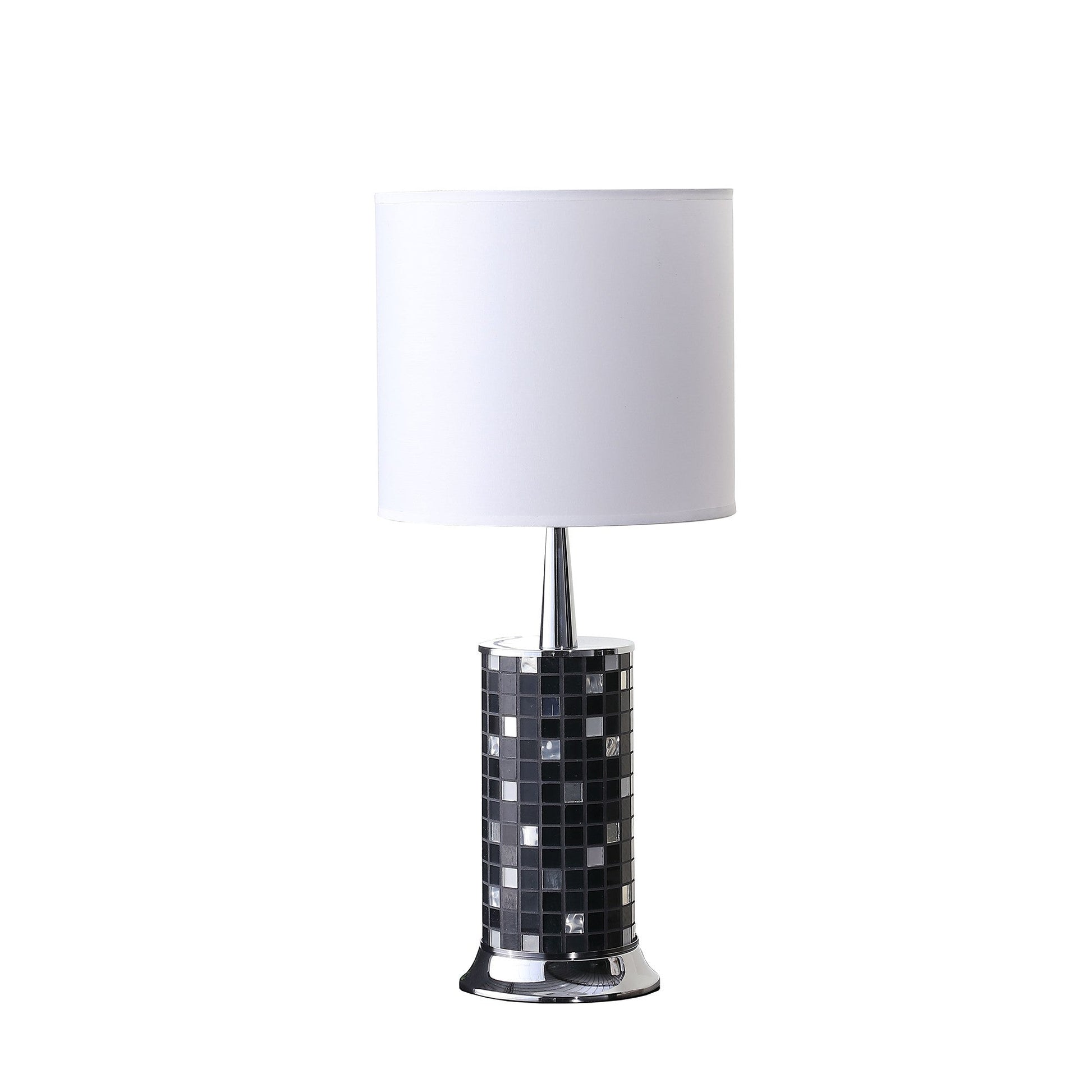 HomeRoots 24” Dark Tones Metal Table Lamp With Glass Mosaic Finish