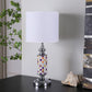 HomeRoots 24” Jeweltone Metal Table Lamp With Glass Mosaic Finish