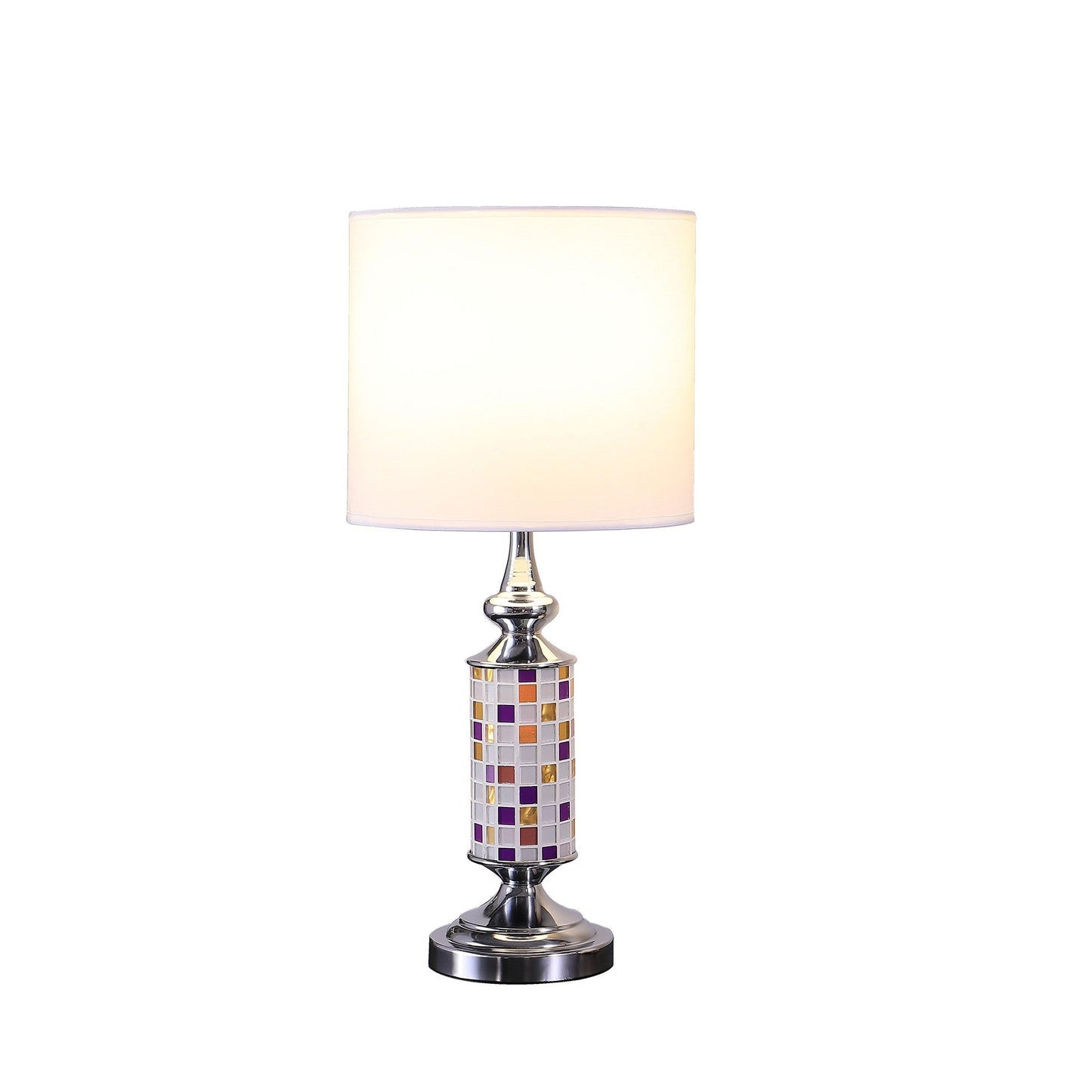 HomeRoots 24” Jeweltone Metal Table Lamp With Glass Mosaic Finish