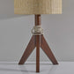 HomeRoots 24" Solid Wood Tripod Floor Lamp With Brown Drum Shade