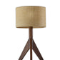 HomeRoots 24" Solid Wood Tripod Floor Lamp With Brown Drum Shade