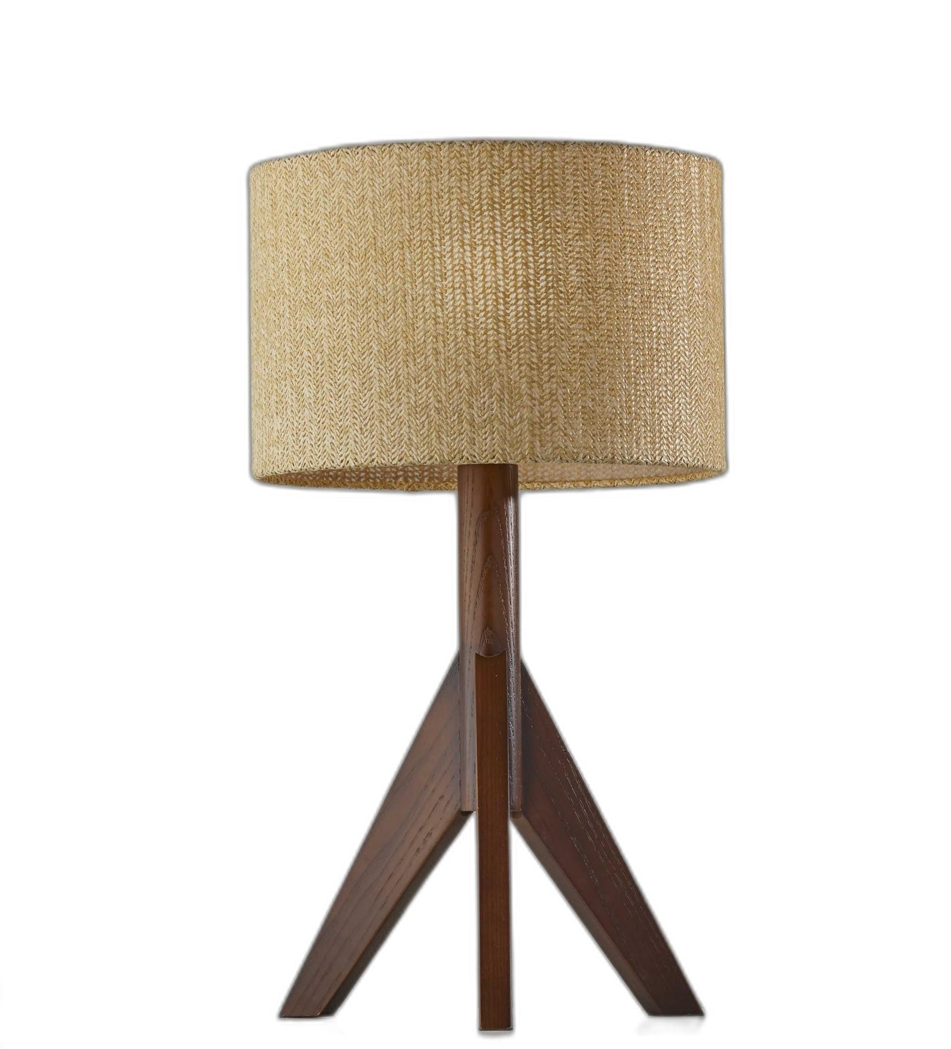 HomeRoots 24" Solid Wood Tripod Floor Lamp With Brown Drum Shade