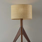 HomeRoots 24" Solid Wood Tripod Floor Lamp With Brown Drum Shade