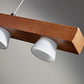 HomeRoots 24" x 11" x 38-69" LED 4 Light Adjustable Pendant With Walnut Wood Finish