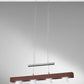 HomeRoots 24" x 11" x 38-69" LED 4 Light Adjustable Pendant With Walnut Wood Finish