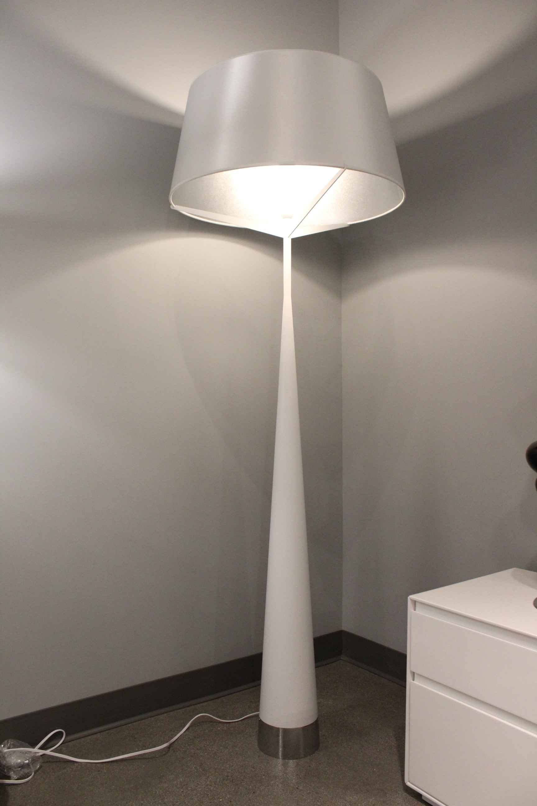 HomeRoots 24" x 24" x 67" Carbon Floor Lamp in White Finish