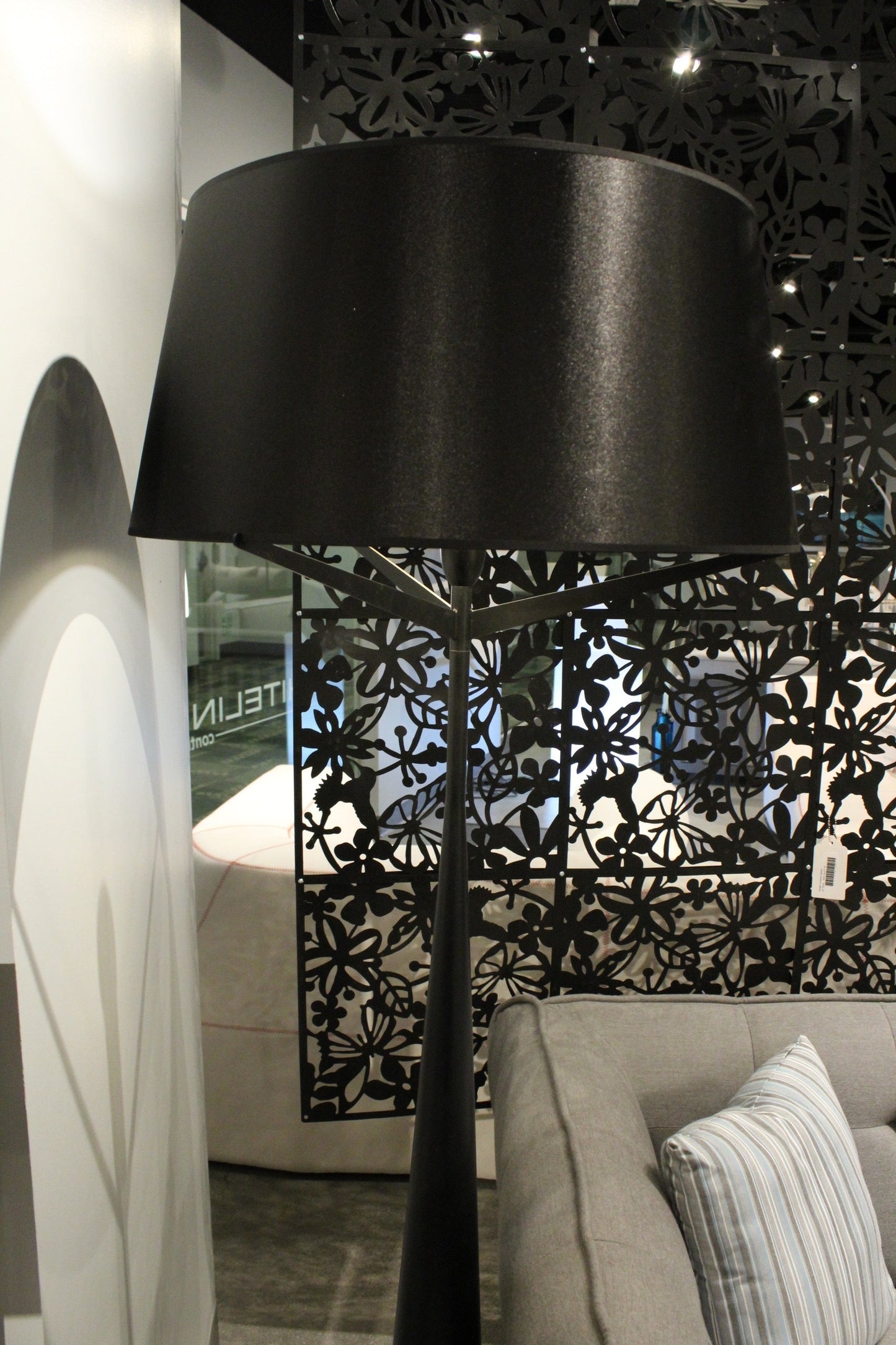 HomeRoots 24" x 24" x 67" Steel Floor Lamp in Black Finish