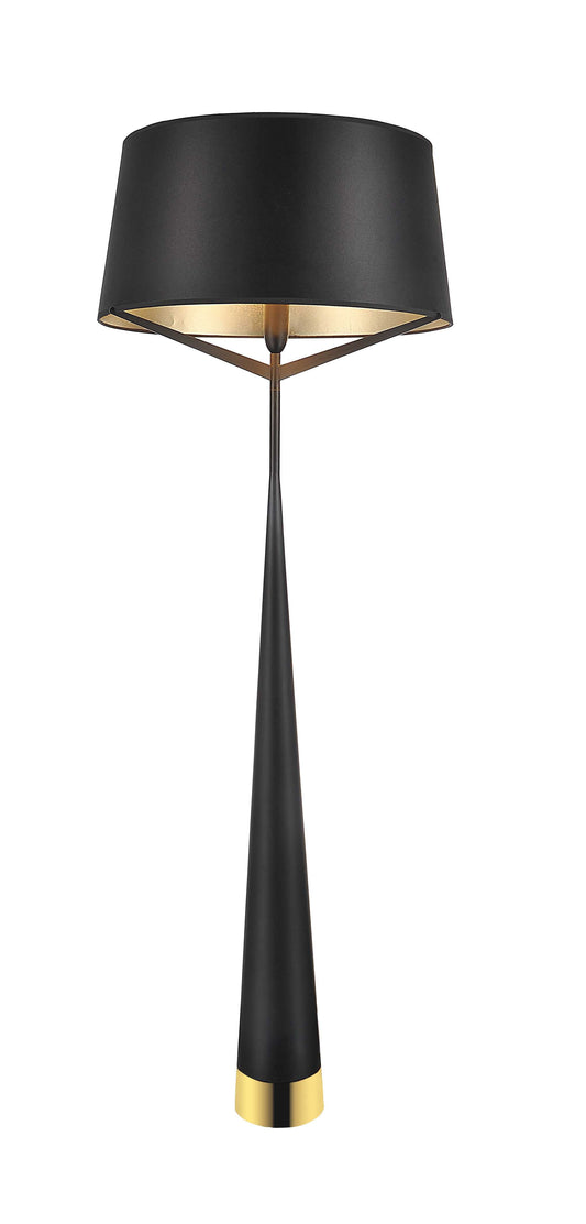 HomeRoots 24" x 24" x 67" Steel Floor Lamp in Black Finish