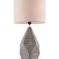 HomeRoots 25" Gray and Black Faceted Table Lamp With Pink Drum Shade