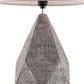 HomeRoots 25" Gray and Black Faceted Table Lamp With Pink Drum Shade