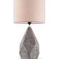 HomeRoots 25" Gray and Black Faceted Table Lamp With Pink Drum Shade