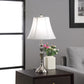 HomeRoots 25" Nickel Metal Bedside Table Lamp With White Bell Shade