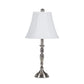 HomeRoots 25" Nickel Metal Bedside Table Lamp With White Bell Shade