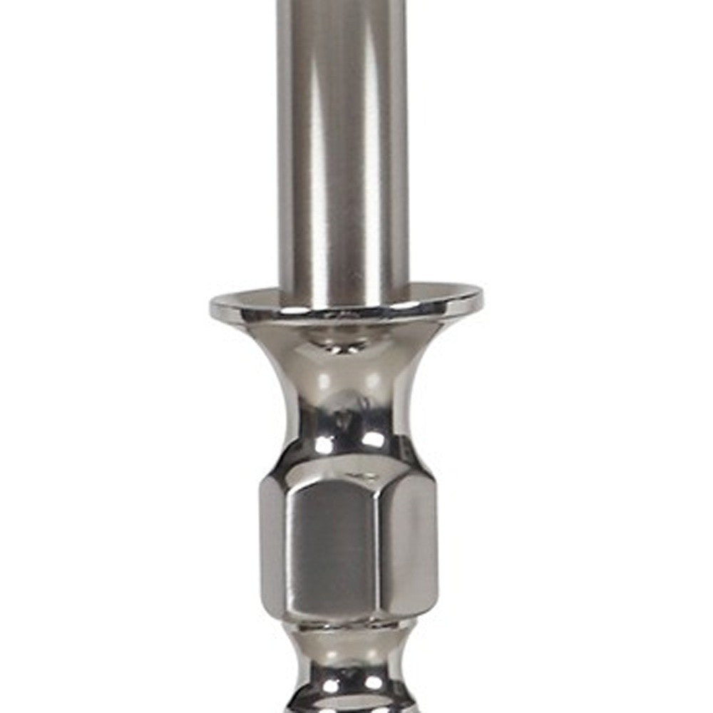 HomeRoots 25" Nickel Metal Bedside Table Lamp With White Bell Shade