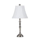 HomeRoots 25" Nickel Metal Bedside Table Lamp With White Bell Shade
