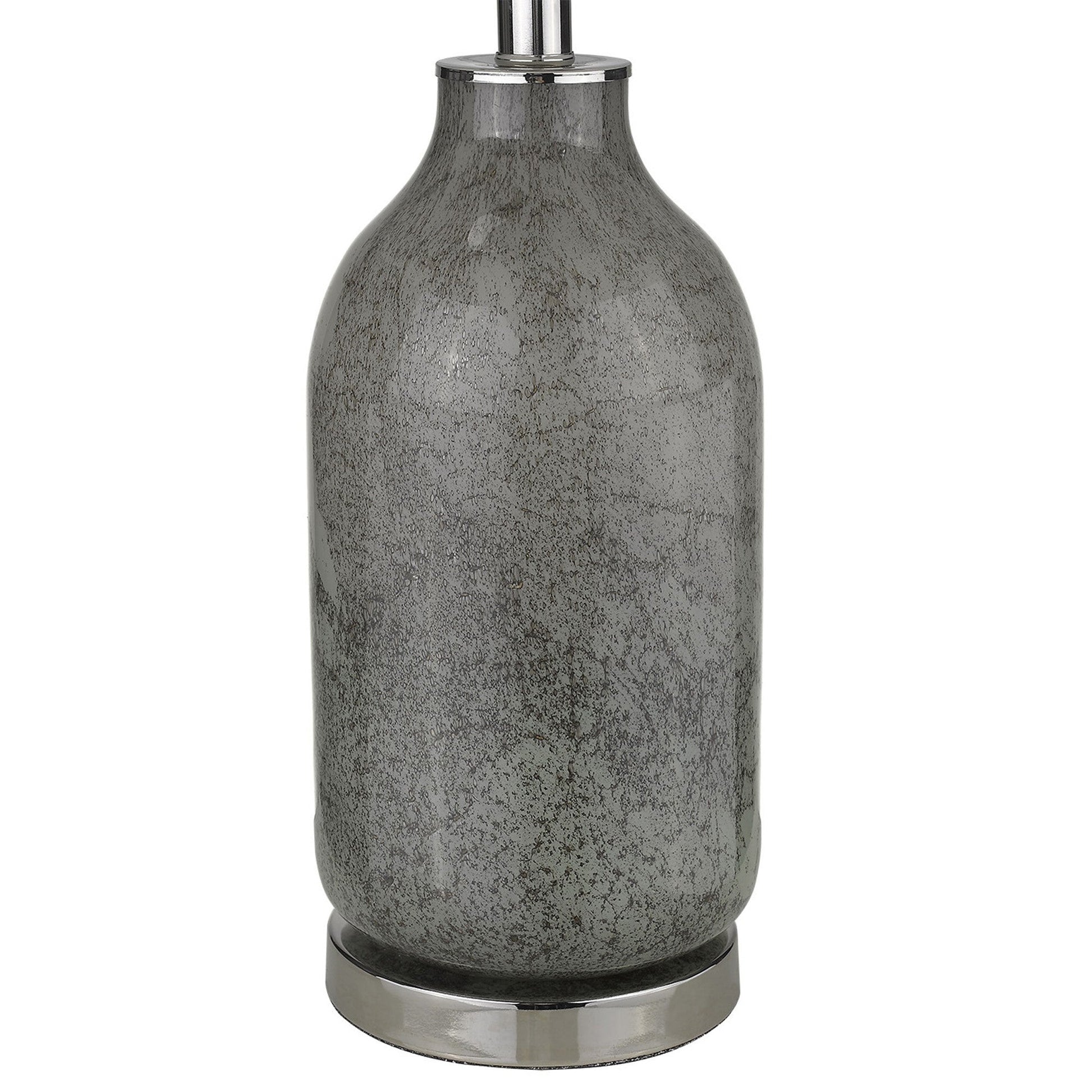 HomeRoots 25" Polished Nickel Table Lamp With White Empire Shade