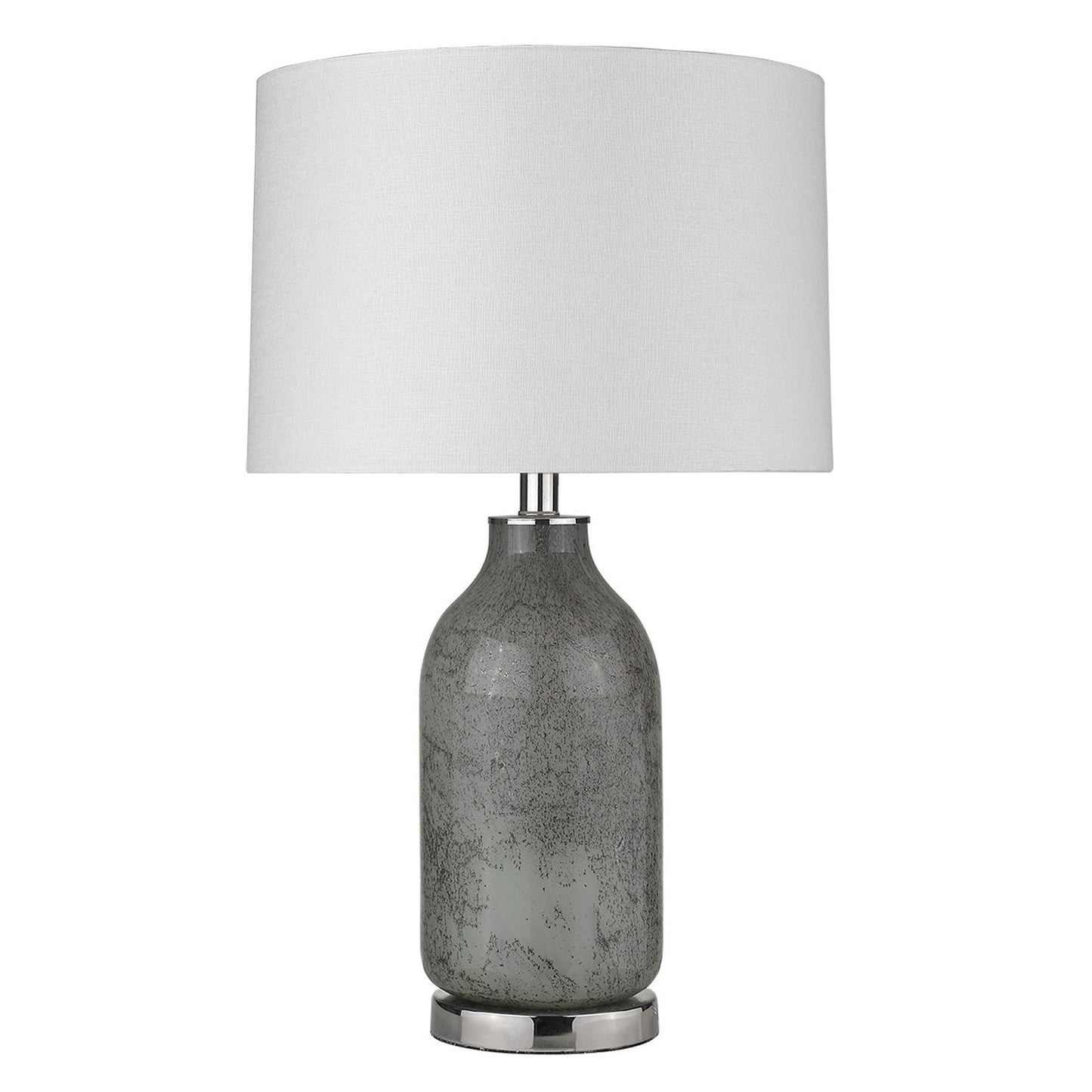 HomeRoots 25" Polished Nickel Table Lamp With White Empire Shade