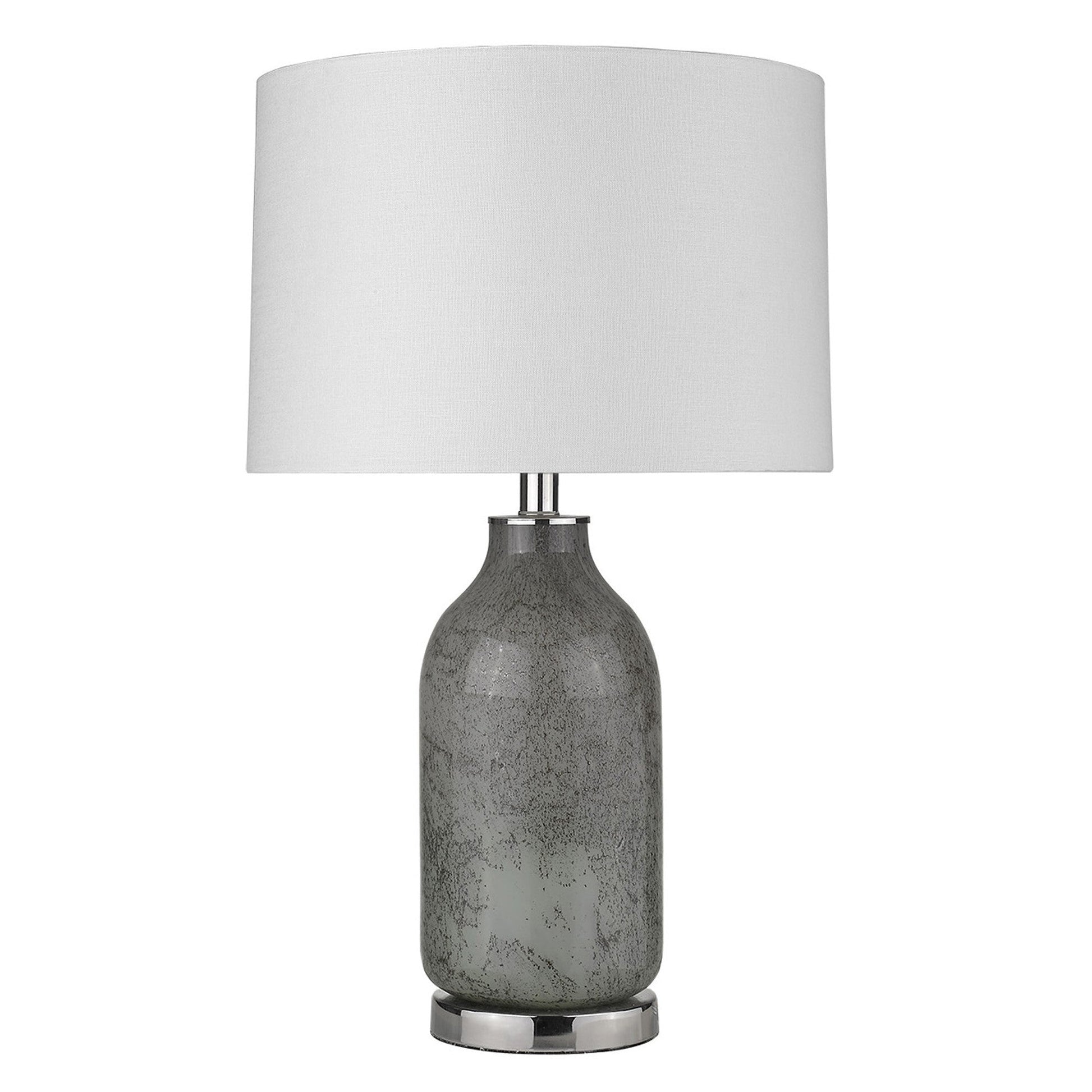 HomeRoots 25" Polished Nickel Table Lamp With White Empire Shade