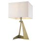 HomeRoots 25" Table Lamp With White Rectangular Shade in Brass Metal Finish