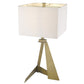 HomeRoots 25" Table Lamp With White Rectangular Shade in Brass Metal Finish
