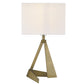 HomeRoots 25" Table Lamp With White Rectangular Shade in Brass Metal Finish