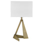 HomeRoots 25" Table Lamp With White Rectangular Shade in Brass Metal Finish
