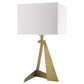 HomeRoots 25" Table Lamp With White Rectangular Shade in Brass Metal Finish