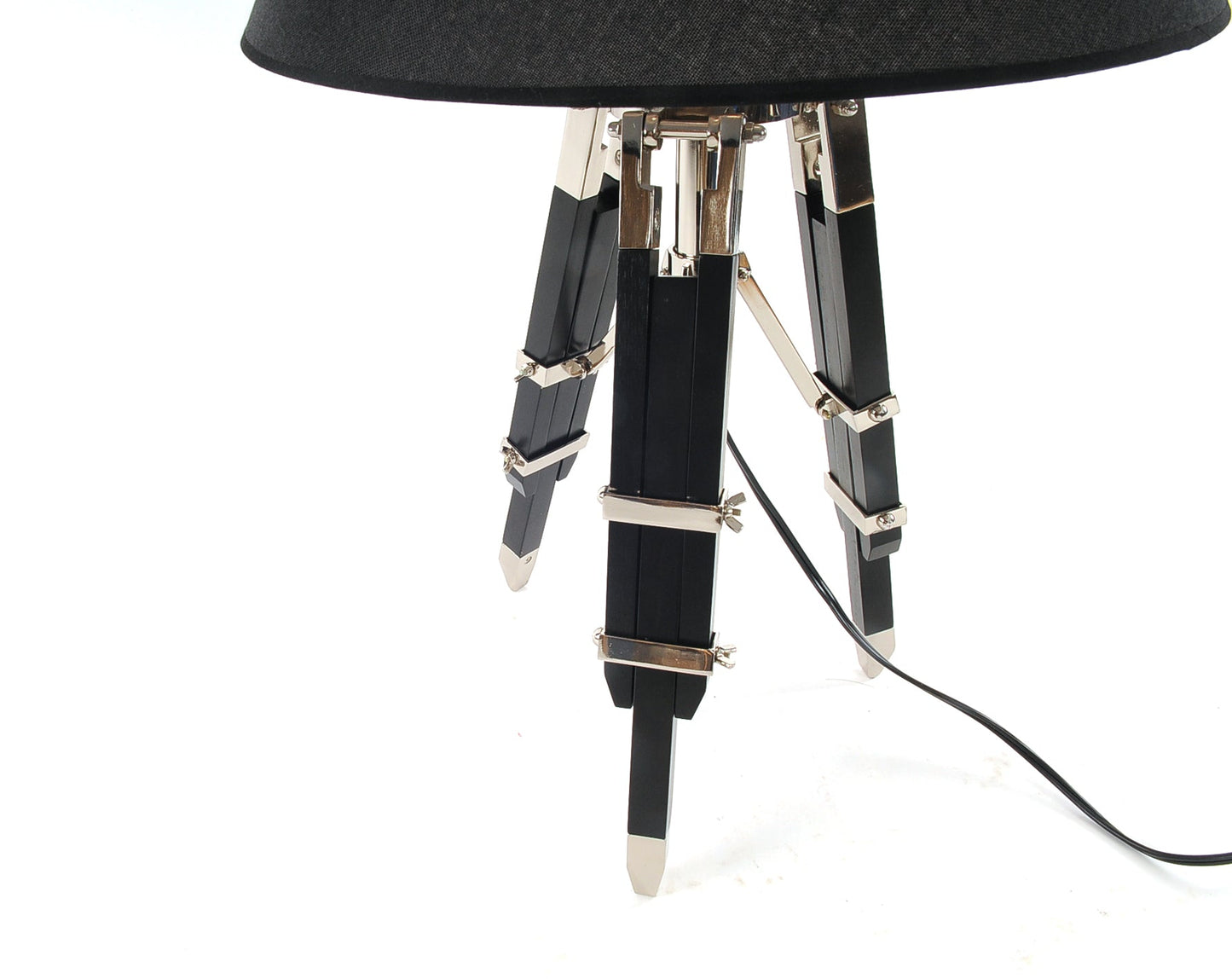 HomeRoots 26" Black Metal Tripod Table Lamp With Black Shade