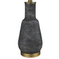 HomeRoots 26" Column Table Lamp With White Drum Shade in Brass Metal Finish