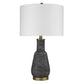 HomeRoots 26" Column Table Lamp With White Drum Shade in Brass Metal Finish