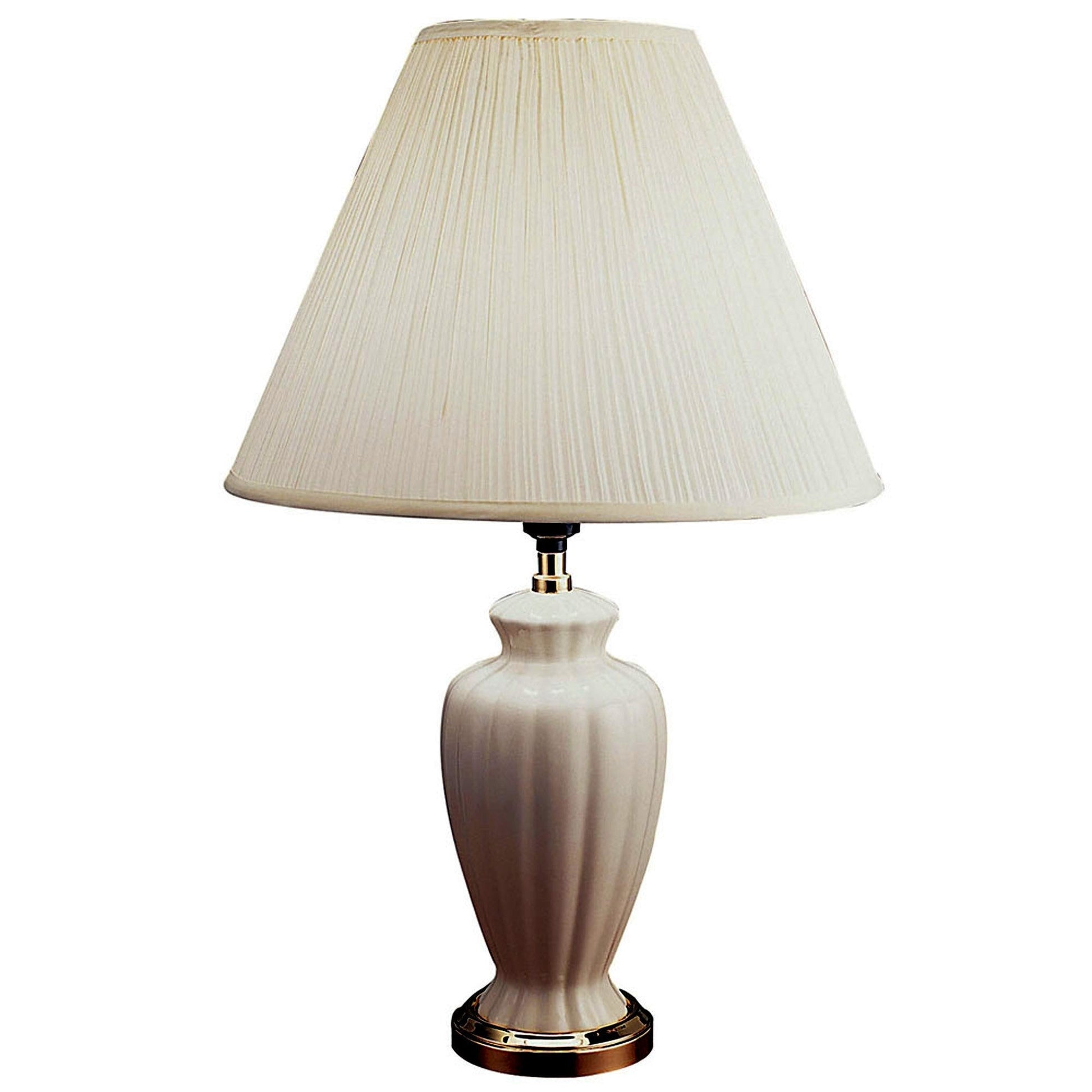HomeRoots 26" Gold Bedside Table Lamp With Off White Empire Shade