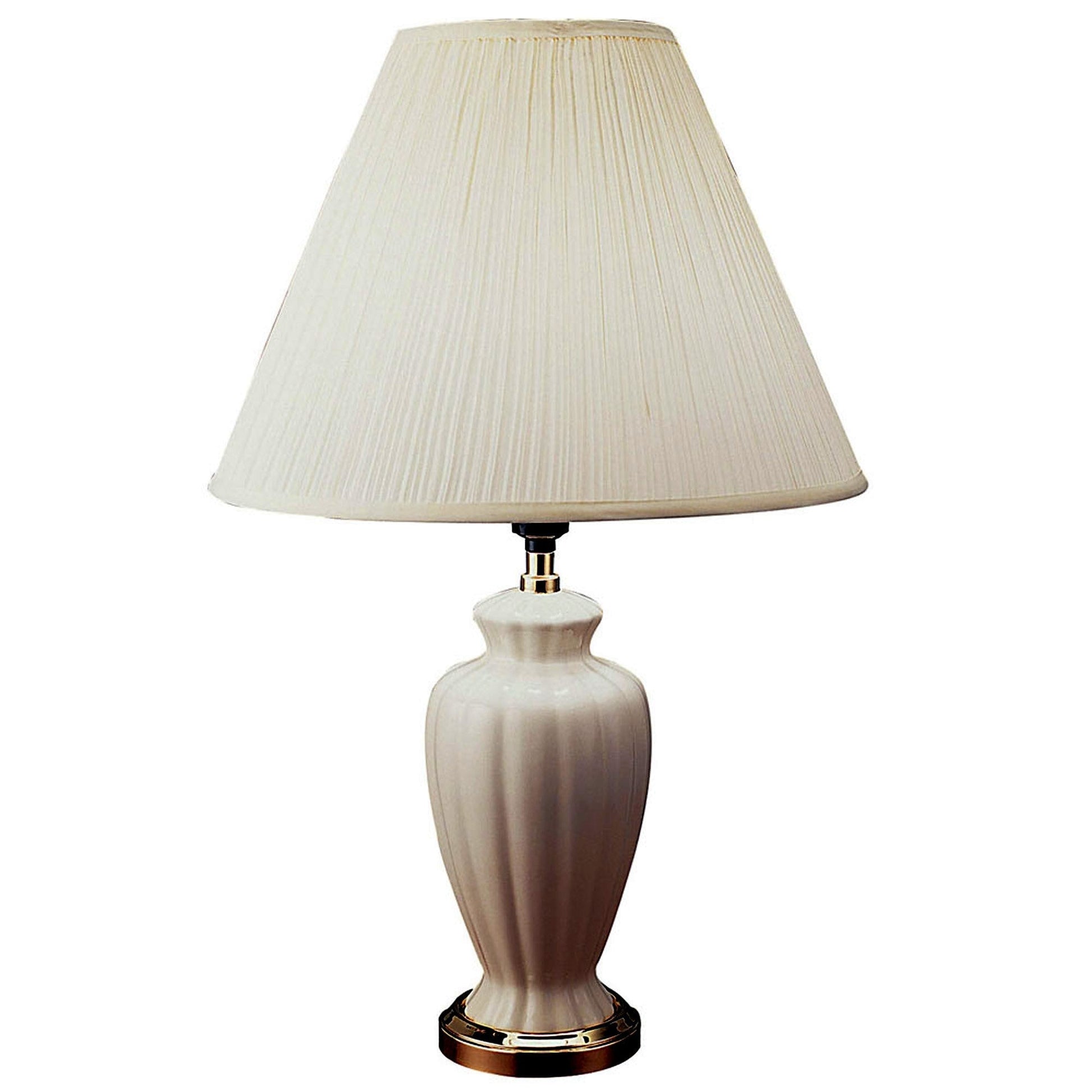 HomeRoots 26" Gold Bedside Table Lamp With Off White Empire Shade
