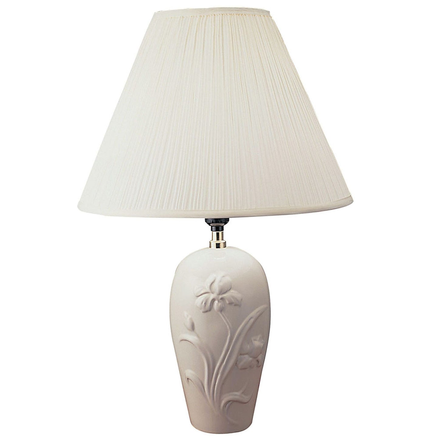HomeRoots 26” Iris Urn Bedside Shape Table Lamp With Empire Shade in Ivory Finish