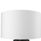 HomeRoots 26" Metal Column Table Lamp With White Drum Shade and Black Finish