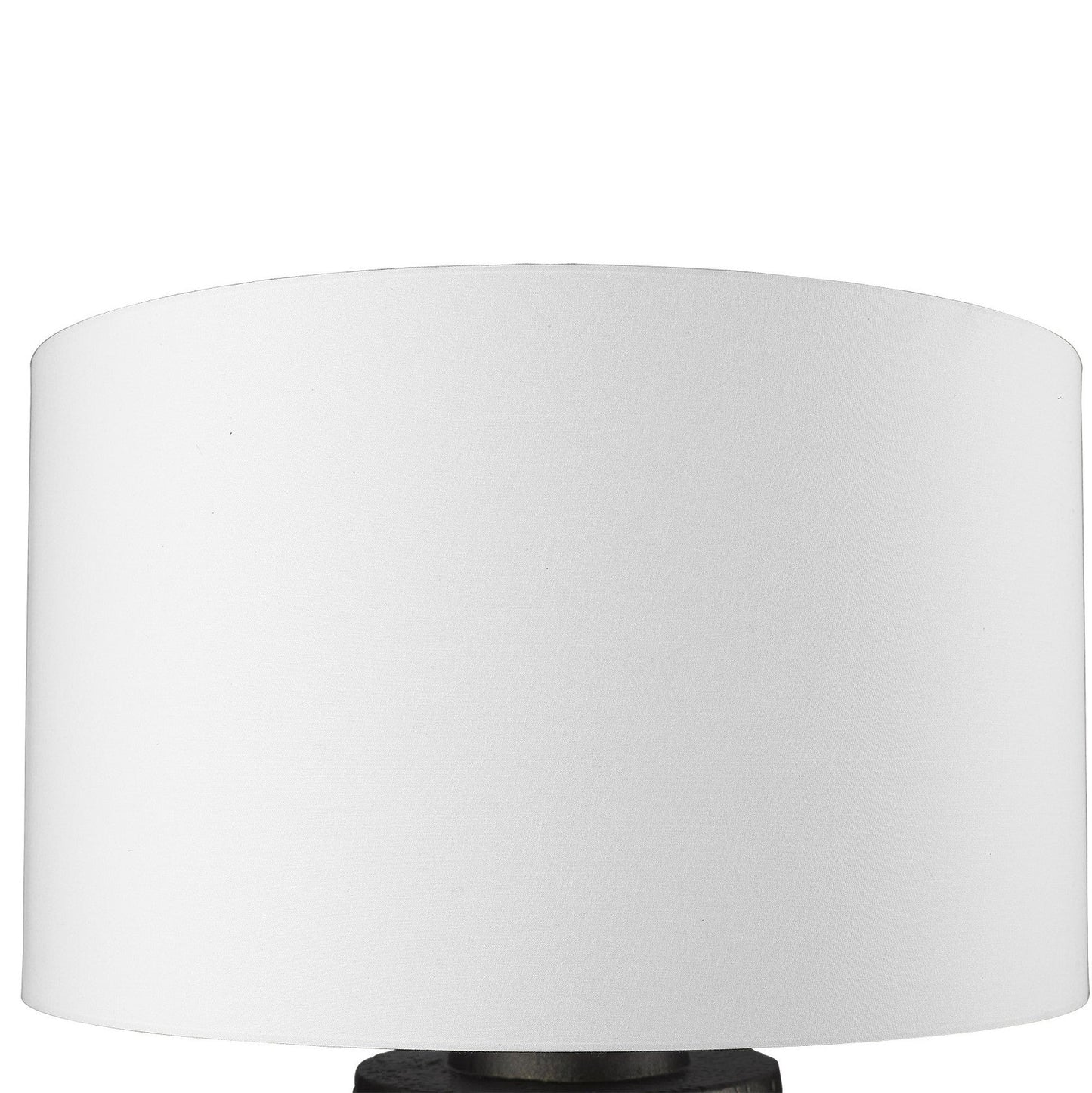 HomeRoots 26" Metal Column Table Lamp With White Drum Shade and Black Finish